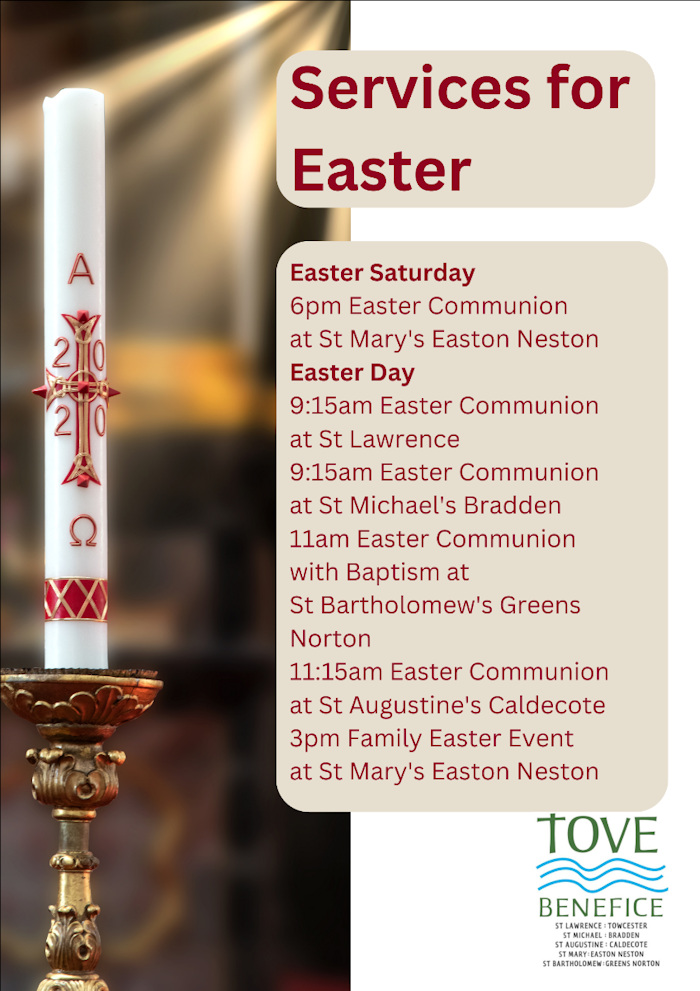 Services for Easter in the Tove Benefice